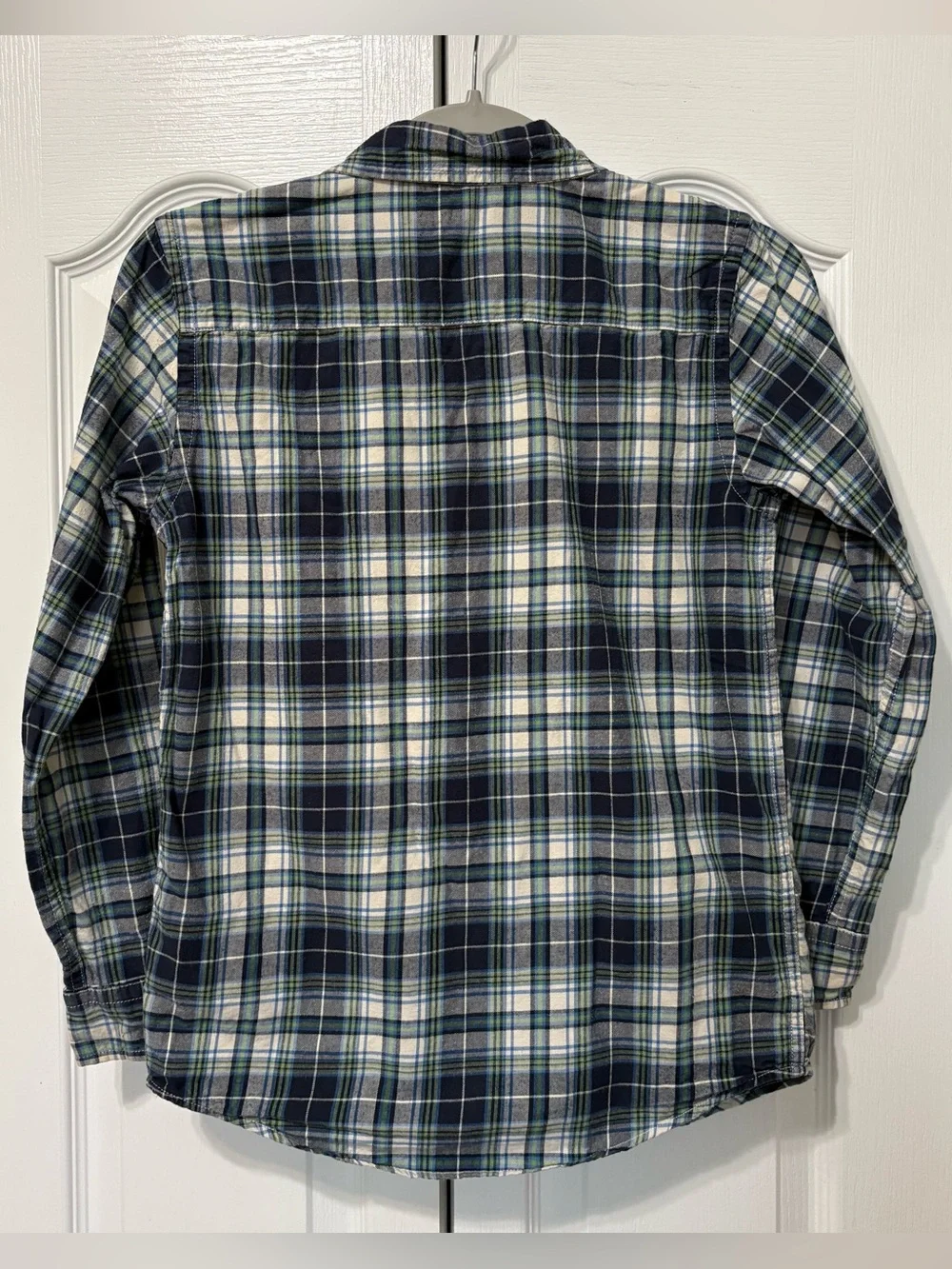 GapKids Boys Plaid Button-Up Shirt Blue/Green/White Cotton Long Sleeve XL